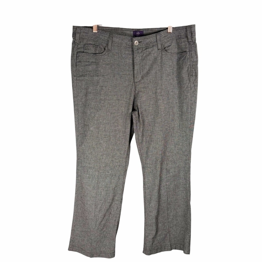 NYDJ Pants Womens 18P Gray Textured Linen Cotton‎ Blend Trouser 29" Inseam